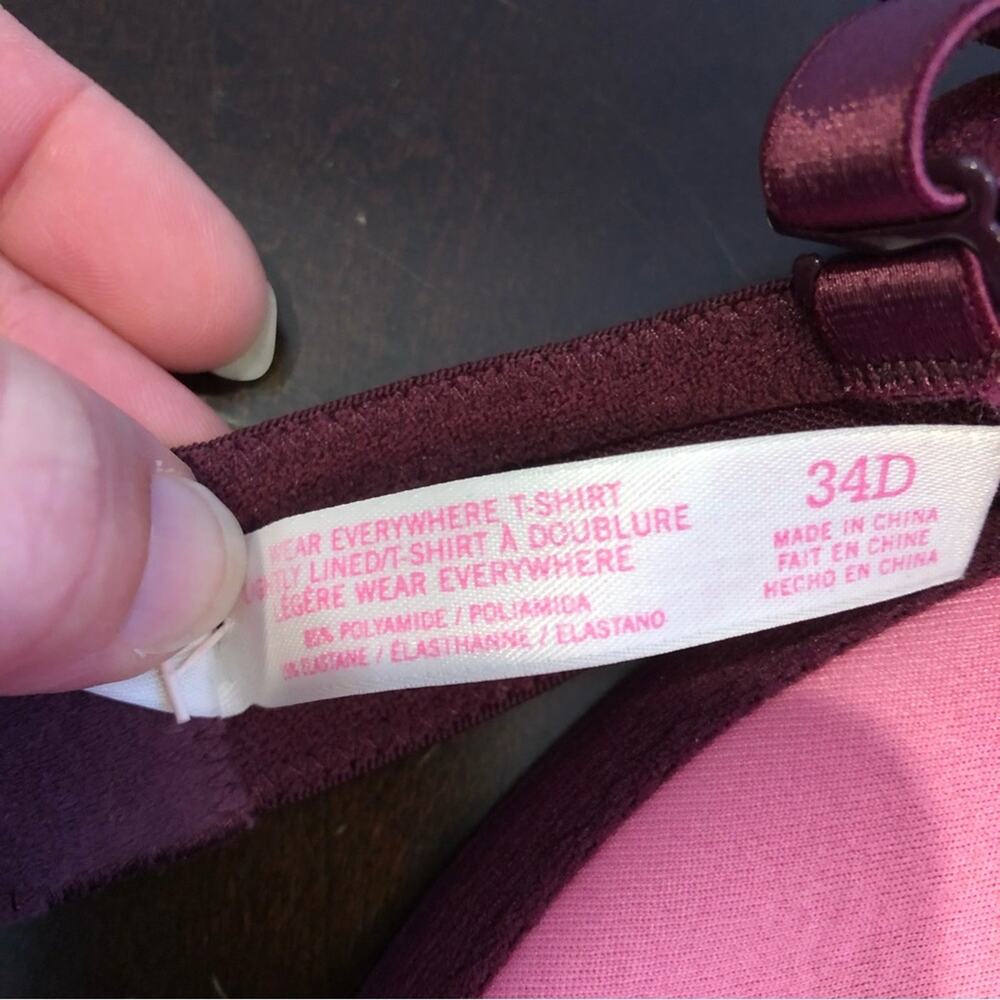 PINK Victoria's Secret purple wear everywhere T-shirt padded underwire bra 34D - Picture 9 of 14